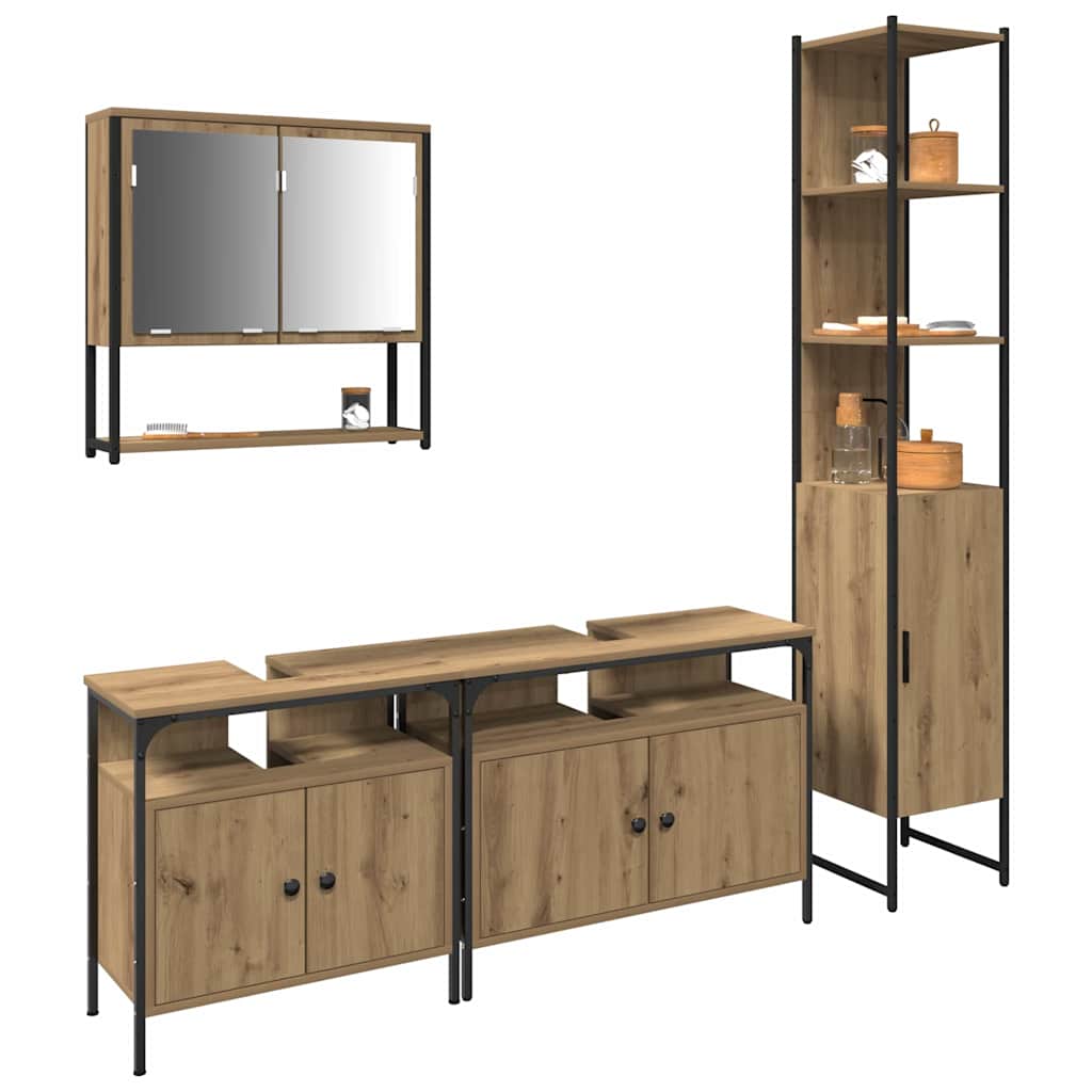 Badezimmermöbel Set mit Regal 4 pcs Artisan-Eiche Holzwerkstoff