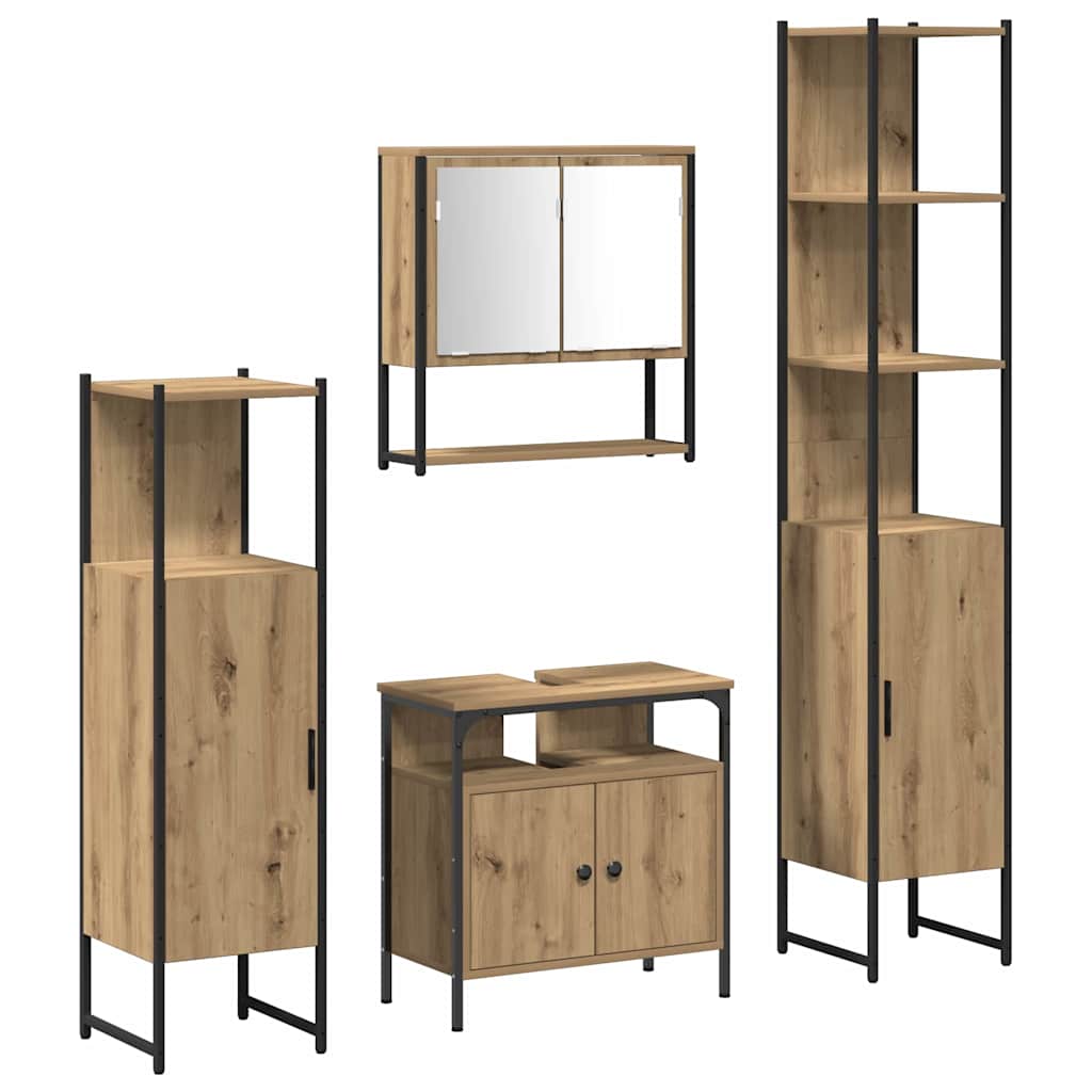 Badezimmermöbel Set mit Regal 4 pcs Artisan-Eiche Holzwerkstoff