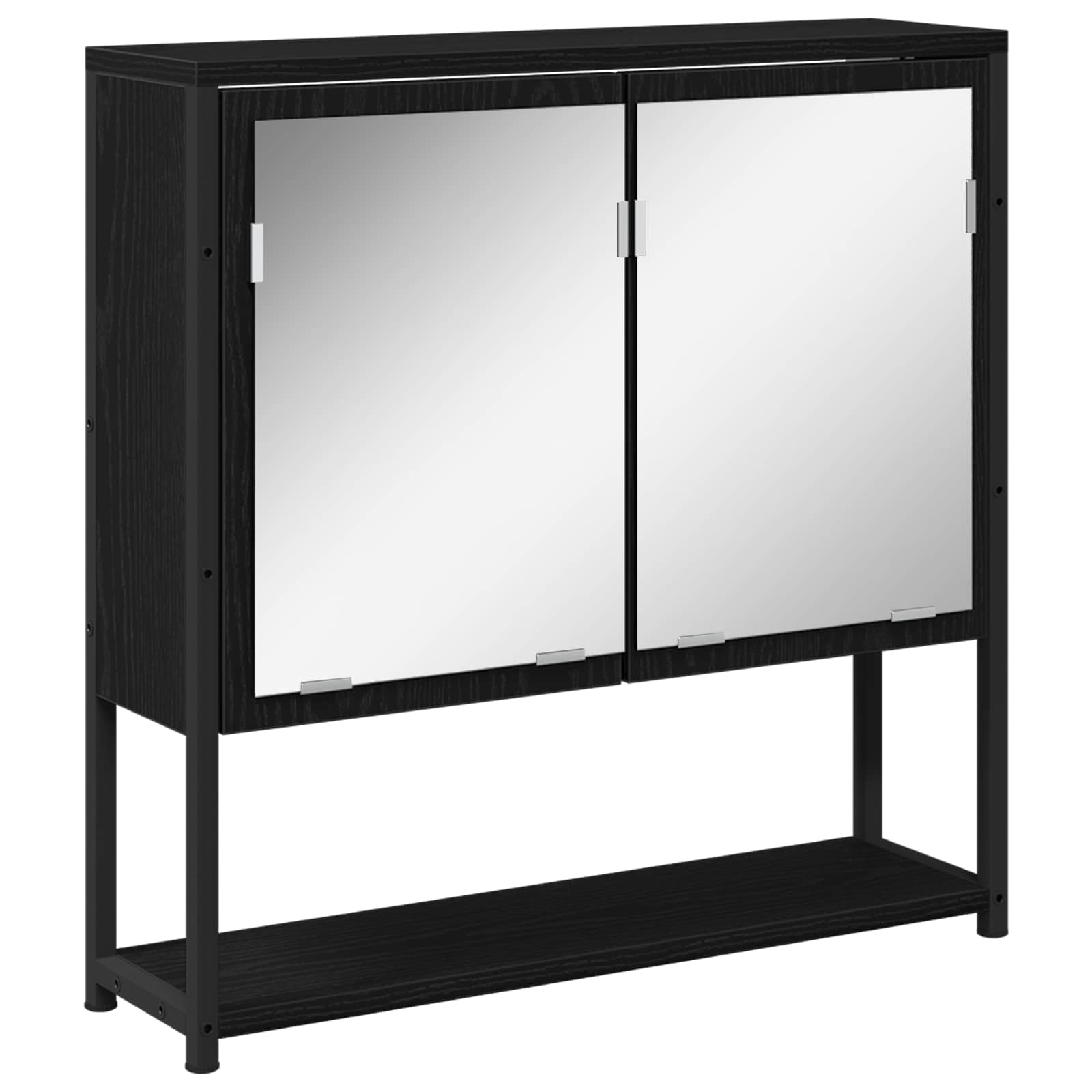 Badezimmermöbel-Set mit Regal 4 pcs Schwarz Holzwerkstoff