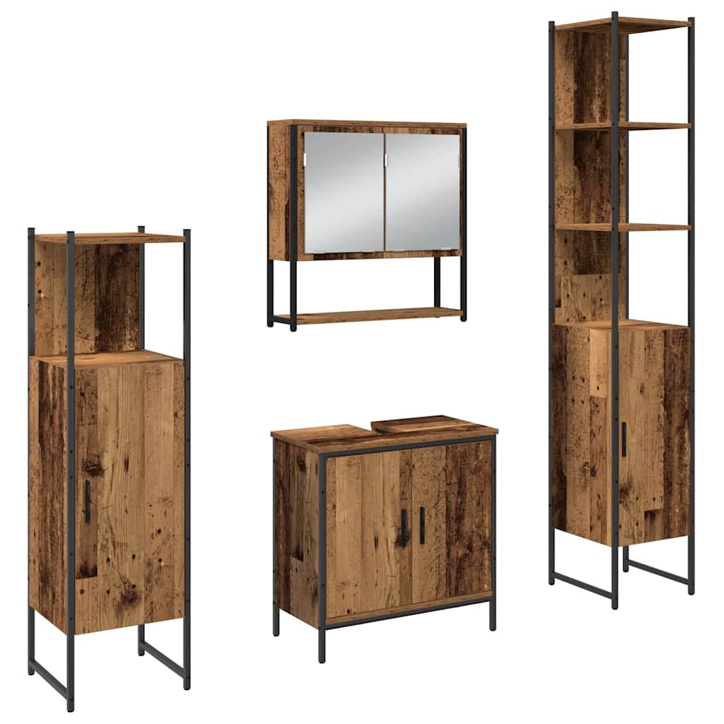 Badezimmermöbel-Set mit Regal mit Tür 4 pcs Braun Holzwerkstoff