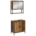 Badezimmermöbel-Set mit Regal mit Tür 4 pcs Braun Holzwerkstoff
