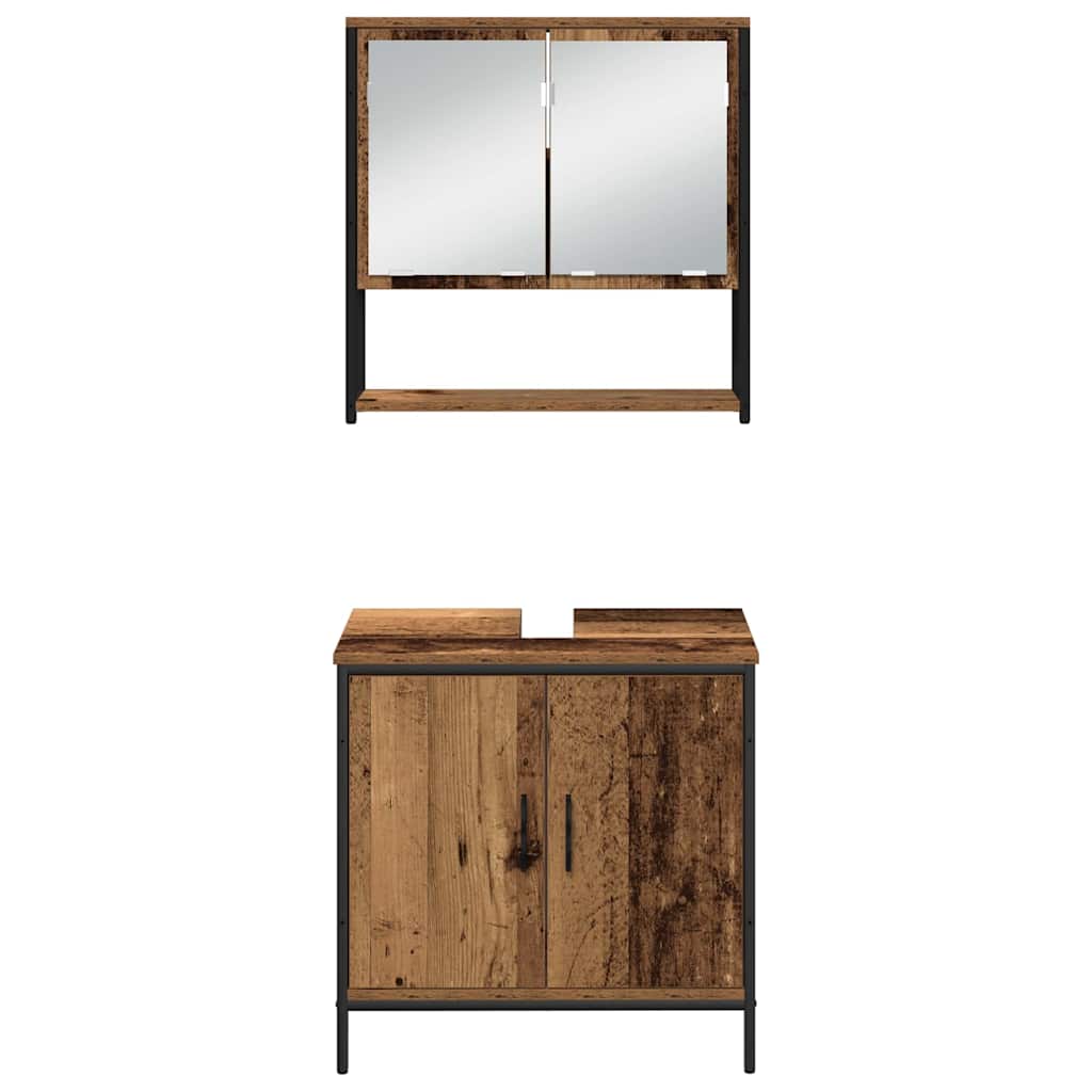 Badezimmermöbel-Set mit Regal mit Tür 4 pcs Braun Holzwerkstoff