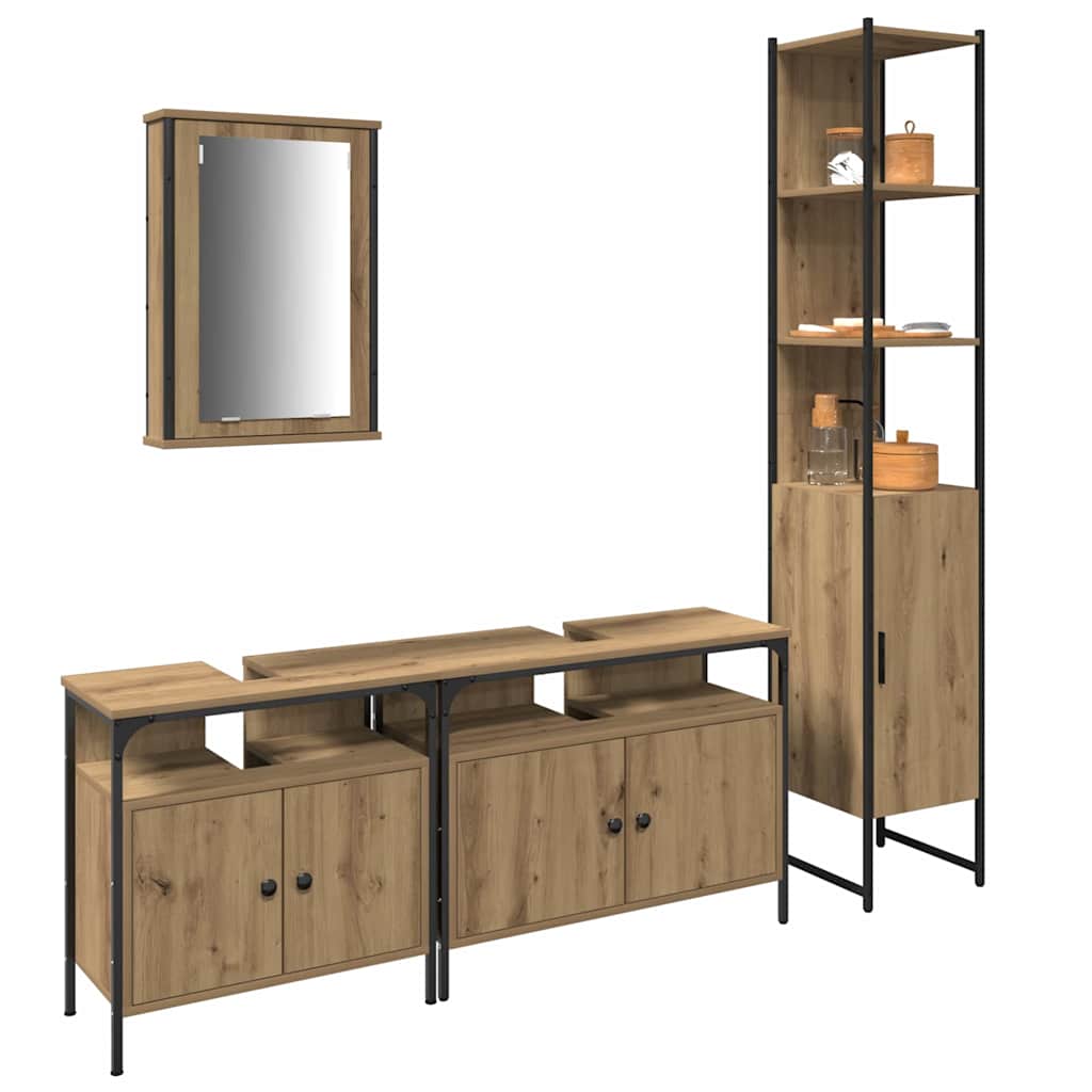 Badezimmermöbel-Set mit Regal 4 pcs Artisan-Eiche Holzwerkstoff