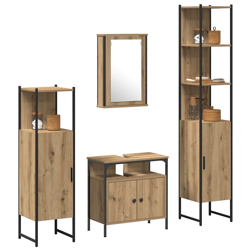 Badezimmermöbel Set mit Regal 4 pcs Artisan-Eiche Holzwerkstoff