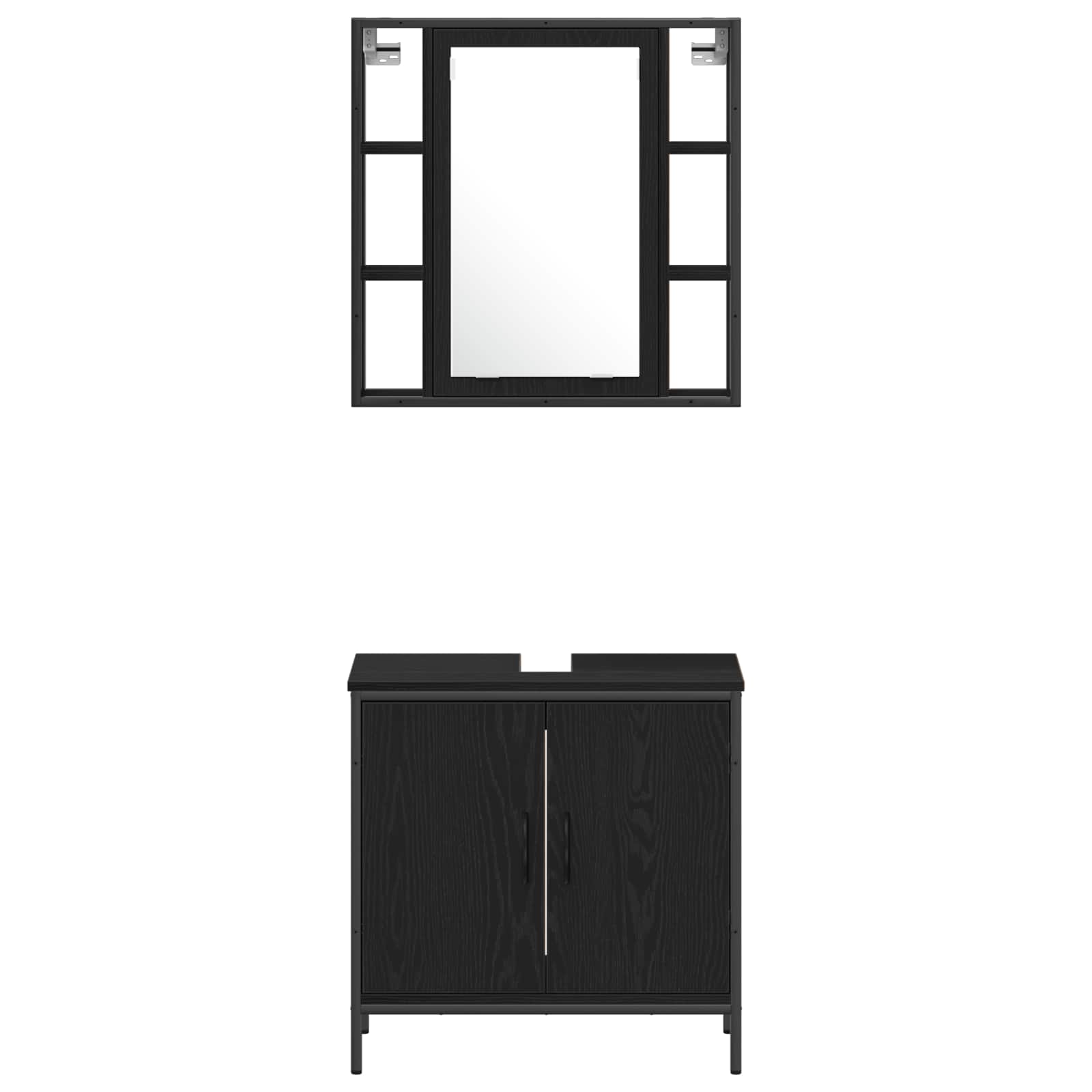 Badezimmermöbel-Set mit Regal 4 pcs Schwarz Holzwerkstoff