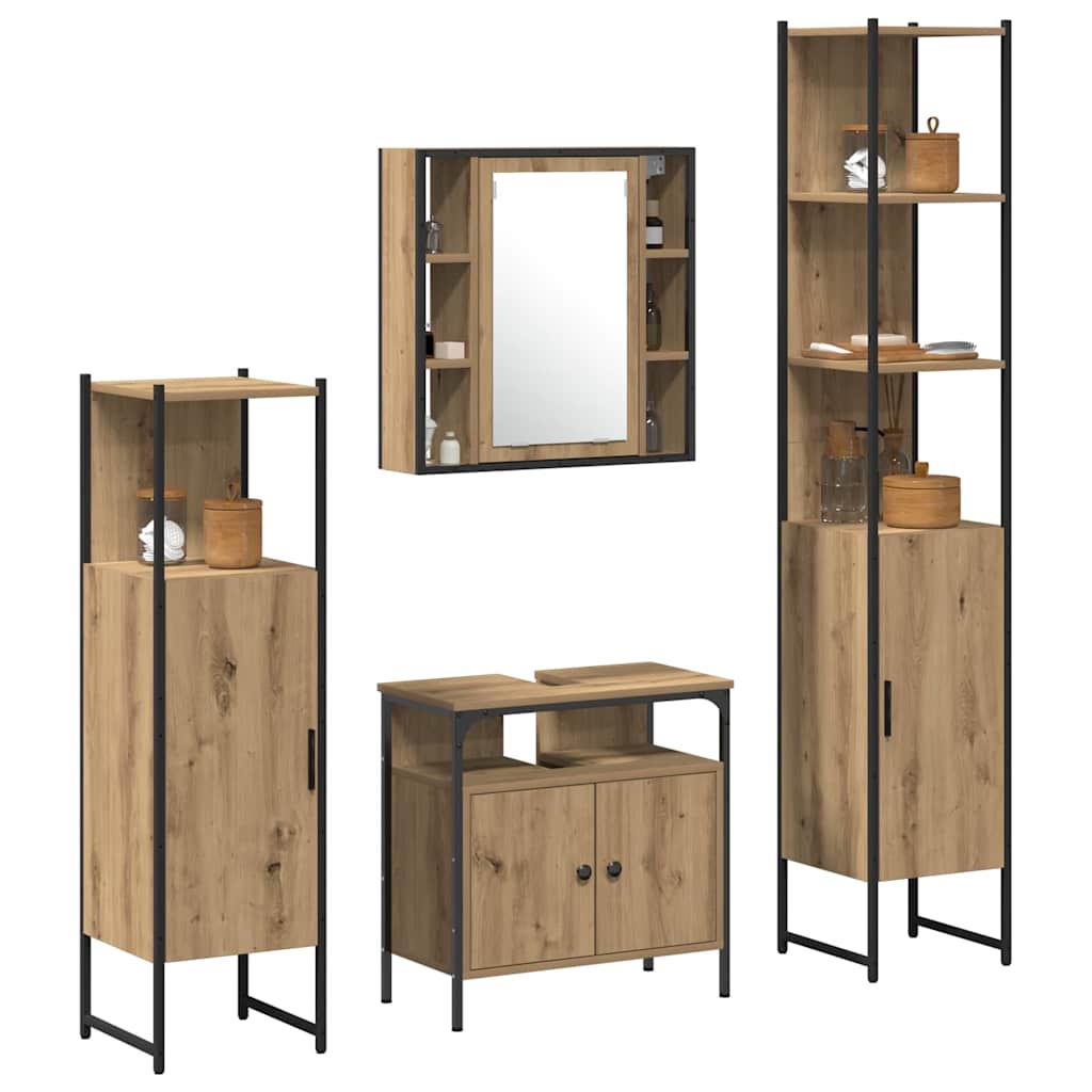 Badezimmermöbel-Set mit Regal 4 pcs Artisan-Eiche Holzwerkstoff