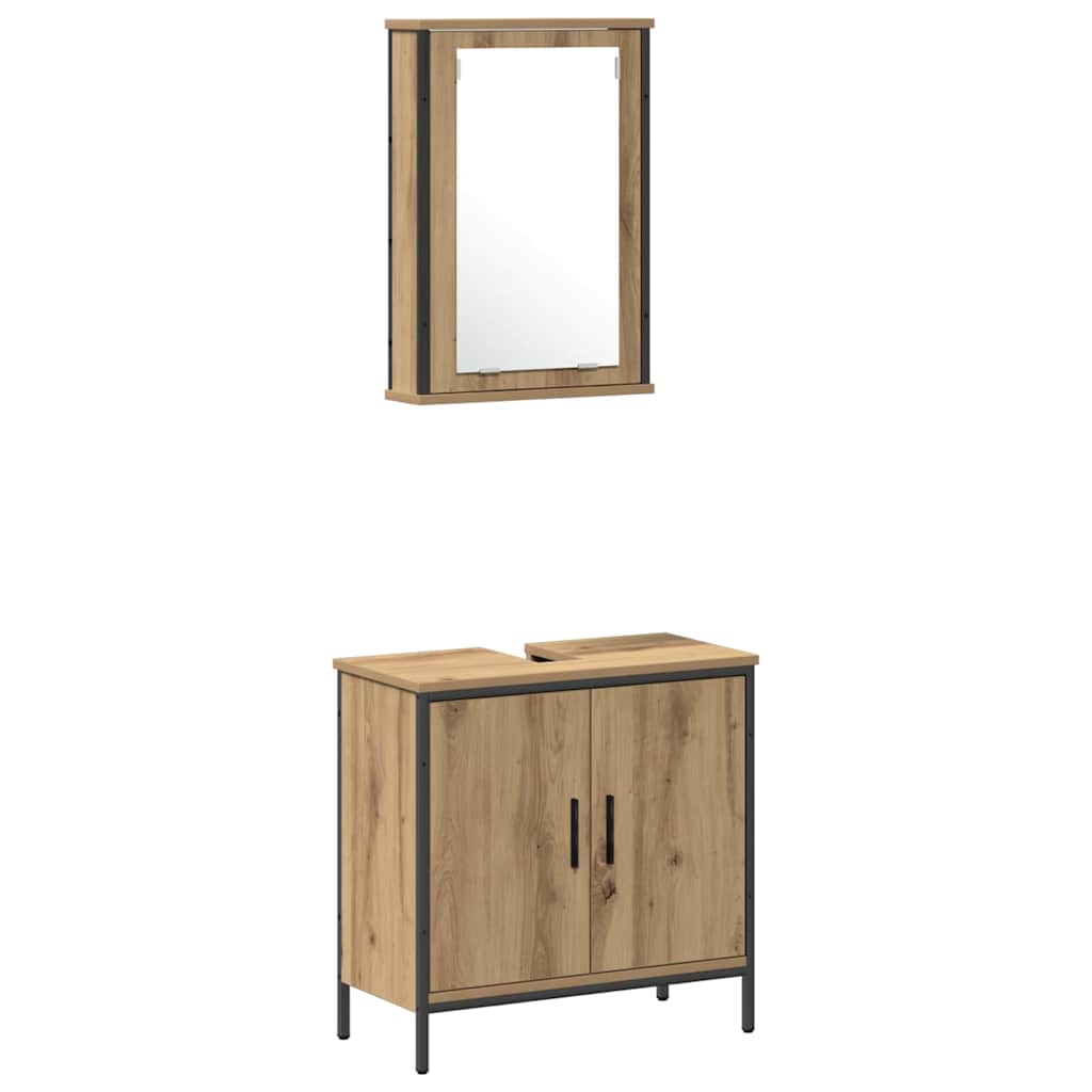 Badezimmermöbel-Set mit Regal mit Tür 4 pcs Braun Holzwerkstoff