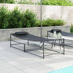 Gartenliegestuhl 2 pcs Schwarz Pulverbeschichteter Stahl