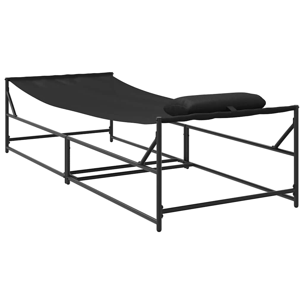 Gartenliegestuhl 2 pcs Schwarz Pulverbeschichteter Stahl