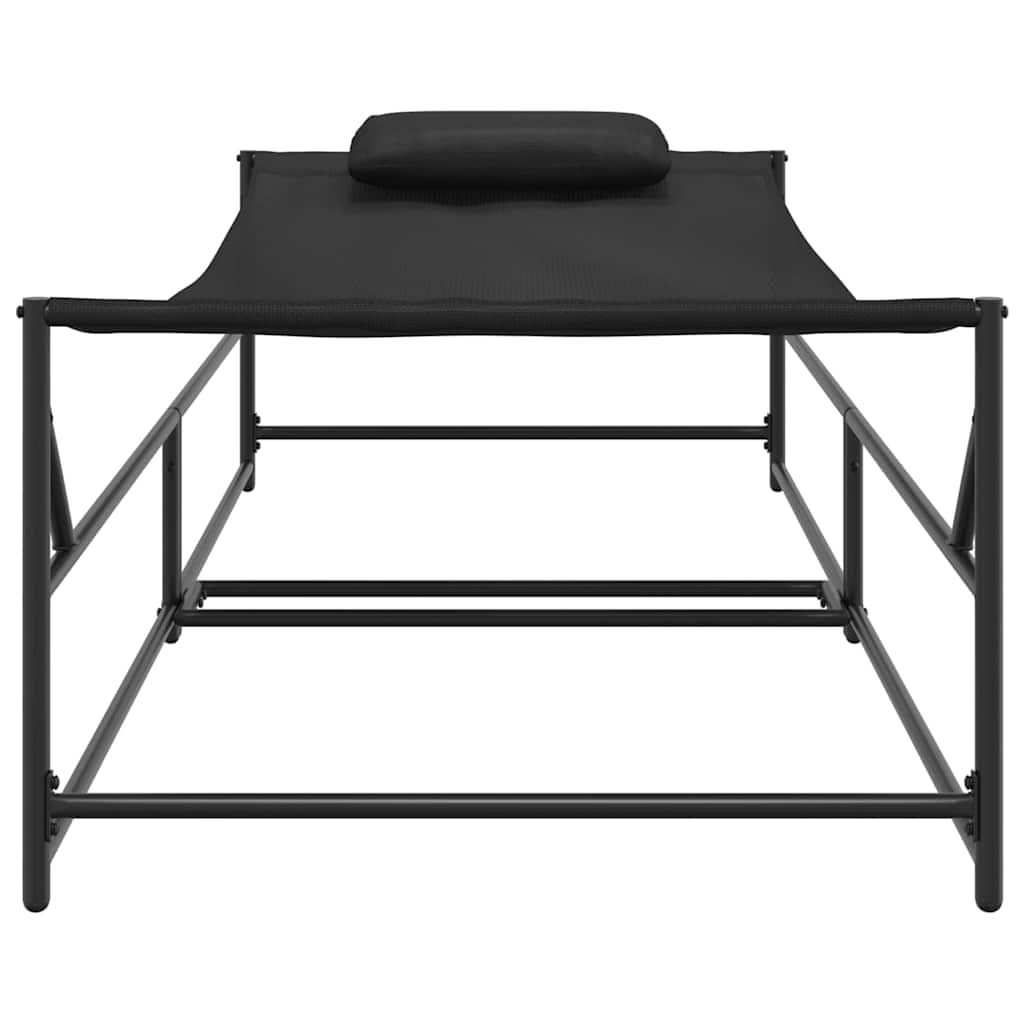 Gartenliegestuhl 2 pcs Schwarz Pulverbeschichteter Stahl