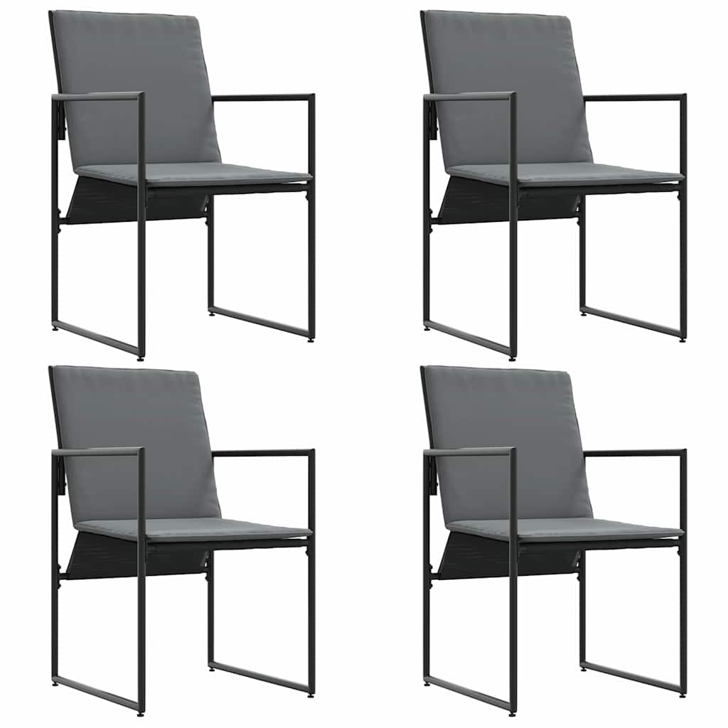 Stuhl mit Kissen 4 pcs Schwarz und Anthrazit Textilene