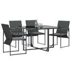 Stuhl mit Kissen 4 pcs Schwarz und Anthrazit Textilene
