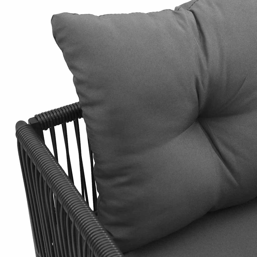 Stuhl mit Kissen 4 pcs Schwarz und Anthrazit PE-Rattan