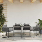 Stuhl mit Kissen 4 pcs Schwarz und Anthrazit PE-Rattan