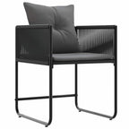 Stuhl mit Kissen 4 pcs Schwarz und Anthrazit PE-Rattan