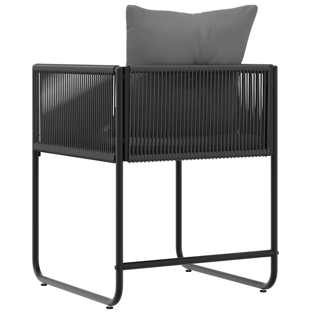 Stuhl mit Kissen 4 pcs Schwarz und Anthrazit PE-Rattan