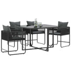 Stuhl mit Kissen 4 pcs Schwarz und Anthrazit PE-Rattan