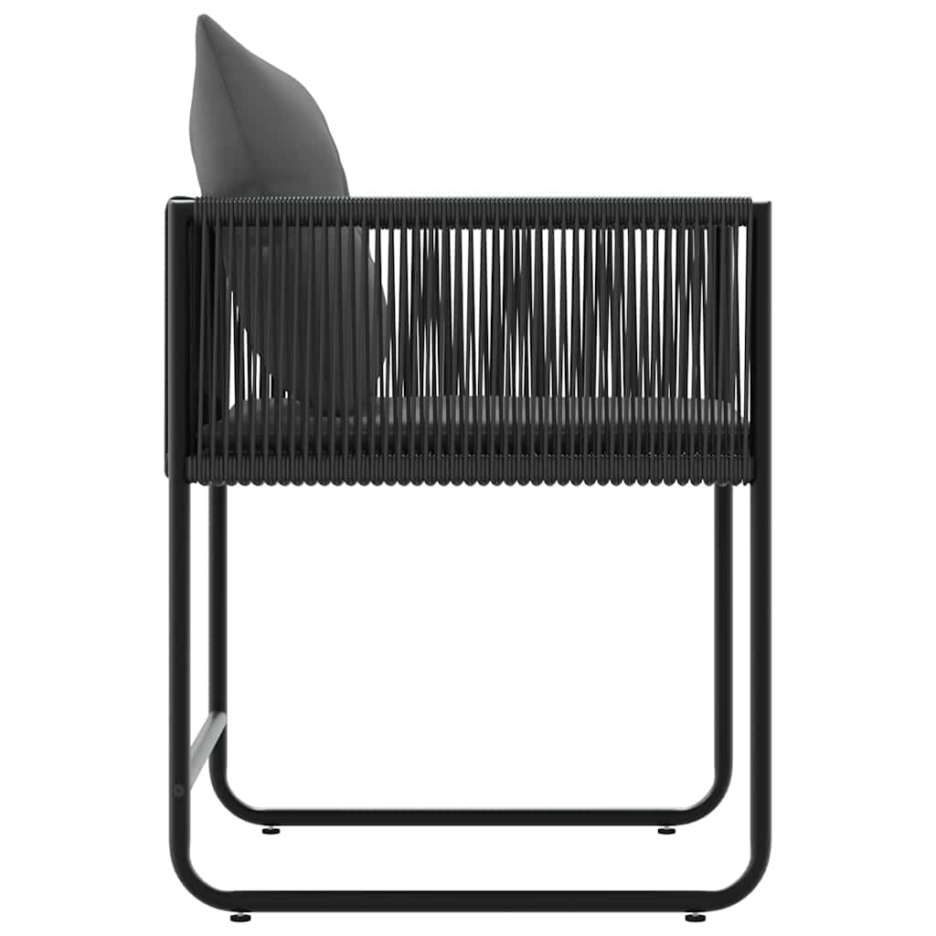 Stuhl mit Kissen 4 pcs Schwarz und Anthrazit PE-Rattan