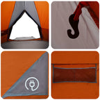 Teepee Zelt für 10 Personen Grau und Orange 567 x 470 x 242 cm