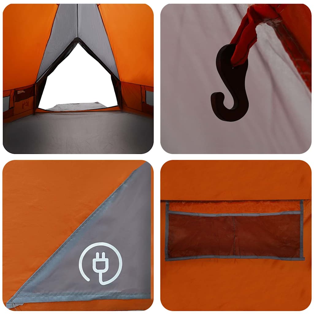 Teepee Zelt für 8 Personen Grau und Orange 490 x 410 x 210 cm