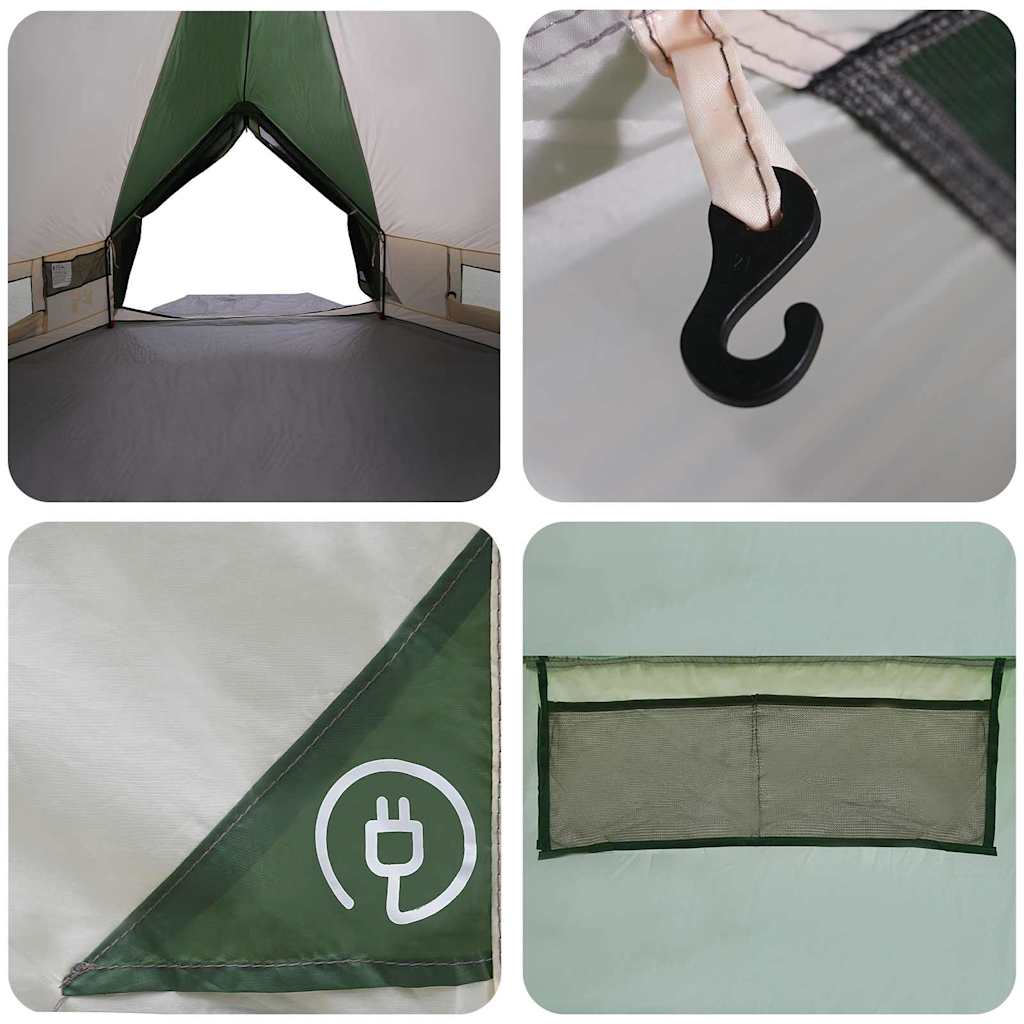 Teepee Zelt für 4 Personen Grün und Grau 388 x 320 x 169 cm