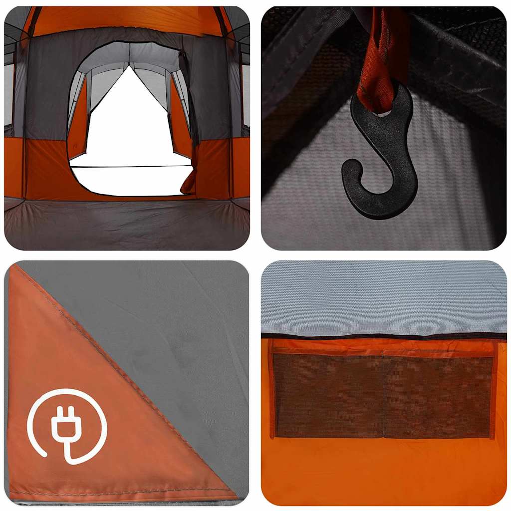 Familienzelt für 20 Personen Grau und Orange 745 x 700 x 217 cm