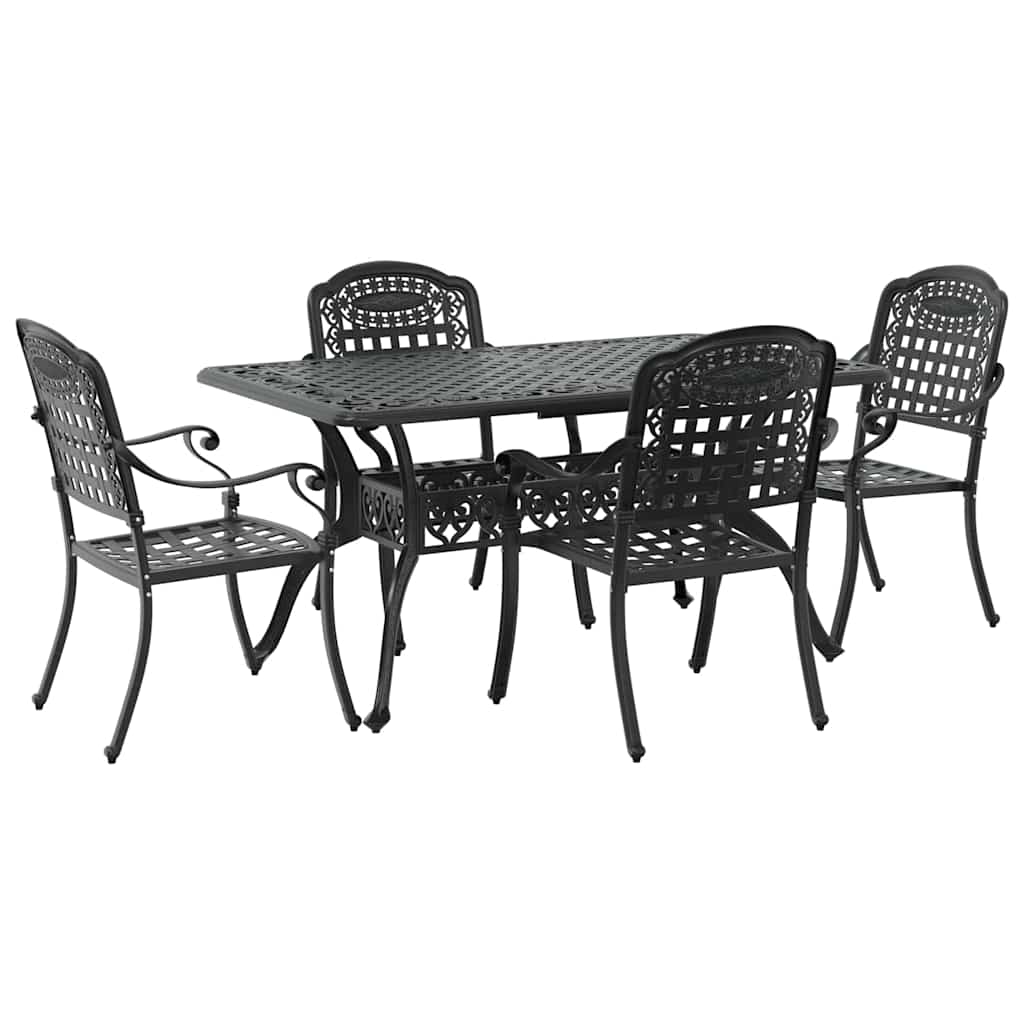 Garten Essgruppe 5 pcs Schwarz Aluminium