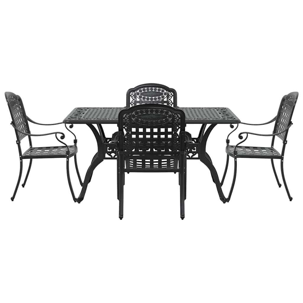 Garten Essgruppe 5 pcs Schwarz Aluminium