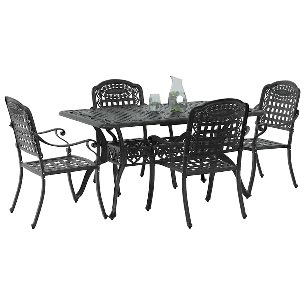 Garten Essgruppe 5 pcs Schwarz Aluminium