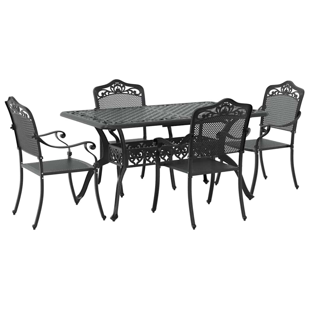 Garten Essgruppe 5 pcs Schwarz Aluminium