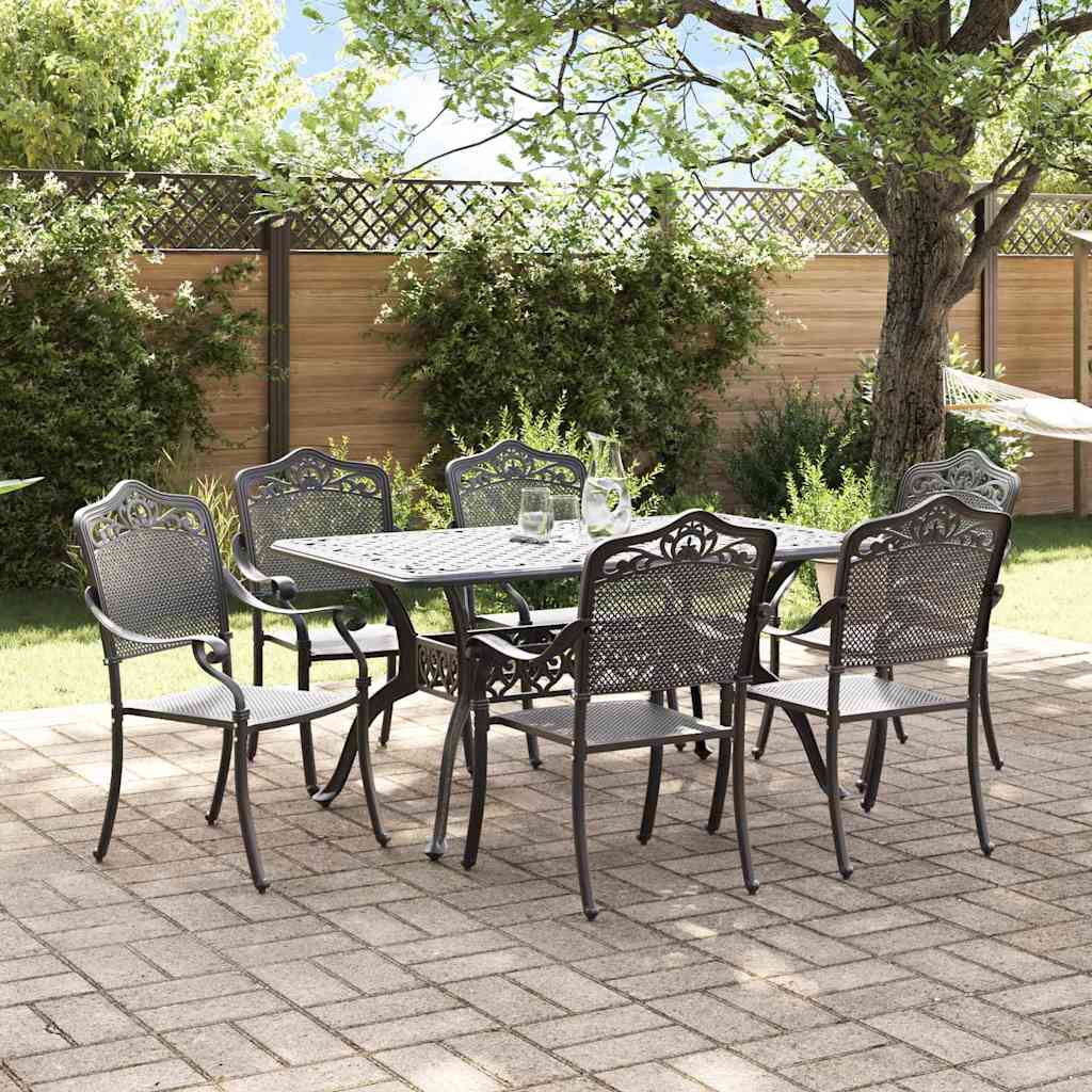 Garten Essgruppe 7 pcs Schwarz Aluminium