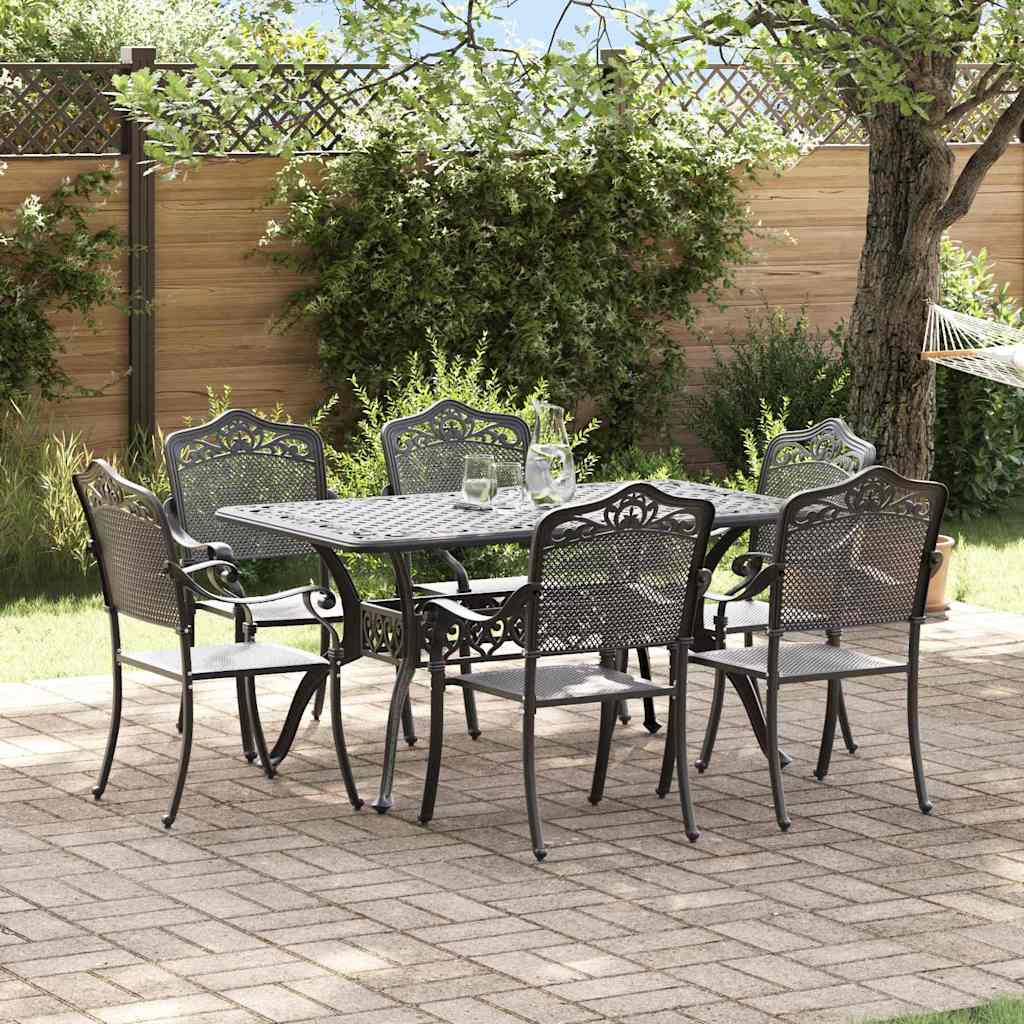 Garten Essgruppe 7 pcs Schwarz Aluminium