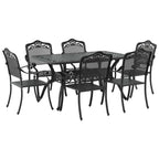 Garten Essgruppe 7 pcs Schwarz Aluminium