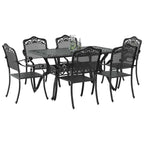 Garten Essgruppe 7 pcs Schwarz Aluminium