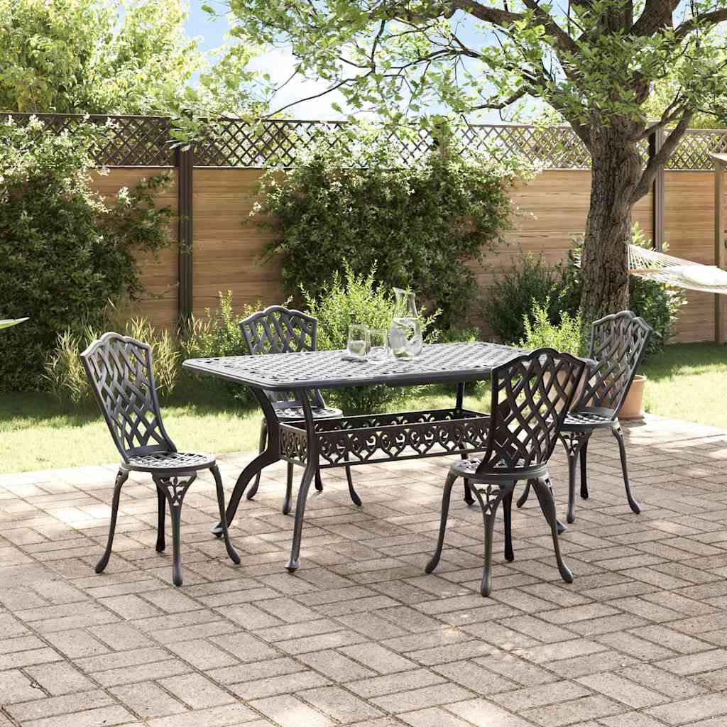 Garten Essgruppe 5 pcs Schwarz Aluminium