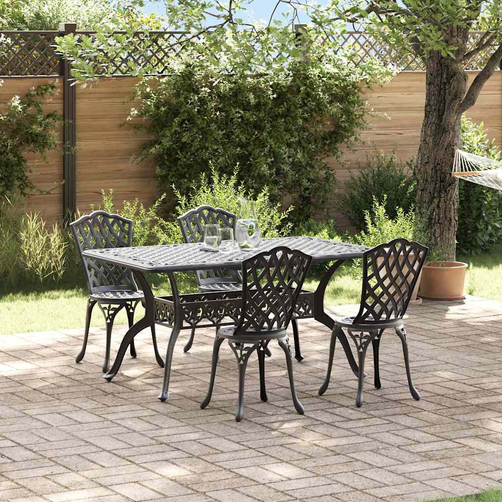 Garten Essgruppe 5 pcs Schwarz Aluminium