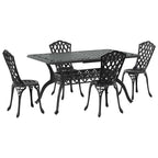 Garten Essgruppe 5 pcs Schwarz Aluminium