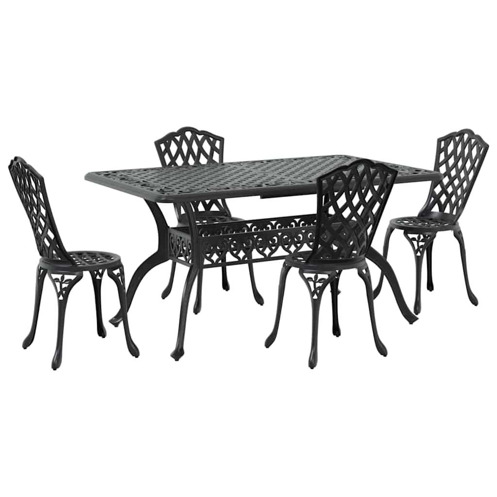 Garten Essgruppe 5 pcs Schwarz Aluminium