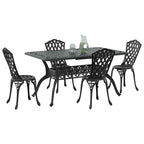 Garten Essgruppe 5 pcs Schwarz Aluminium