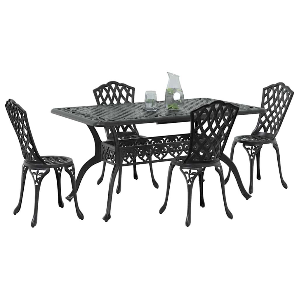 Garten Essgruppe 5 pcs Schwarz Aluminium