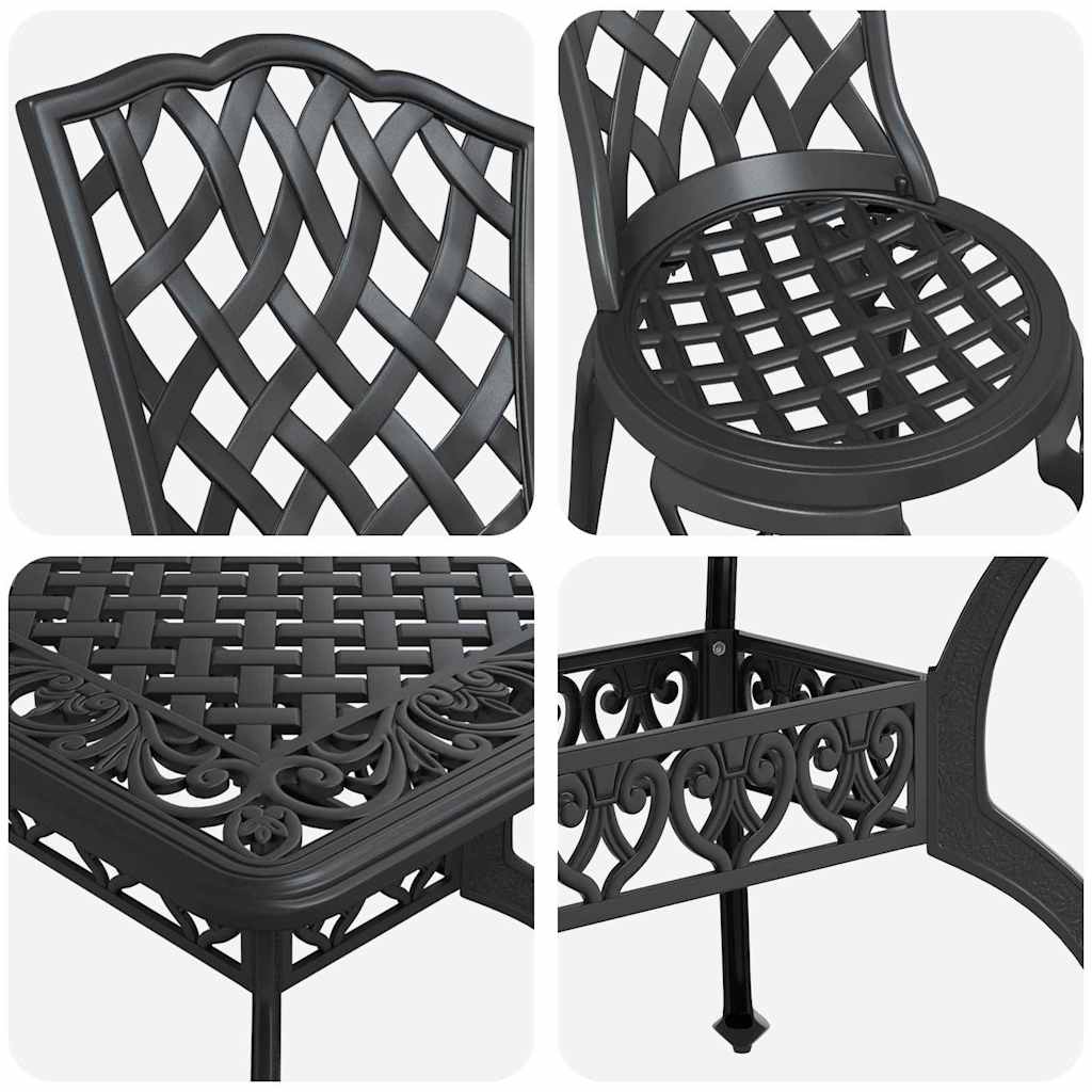 Garten Essgruppe 7 pcs Schwarz Aluminium