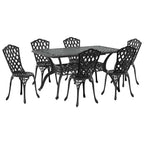 Garten Essgruppe 7 pcs Schwarz Aluminium