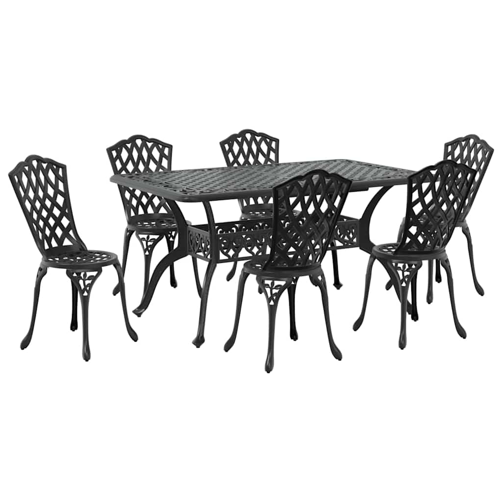 Garten Essgruppe 7 pcs Schwarz Aluminium