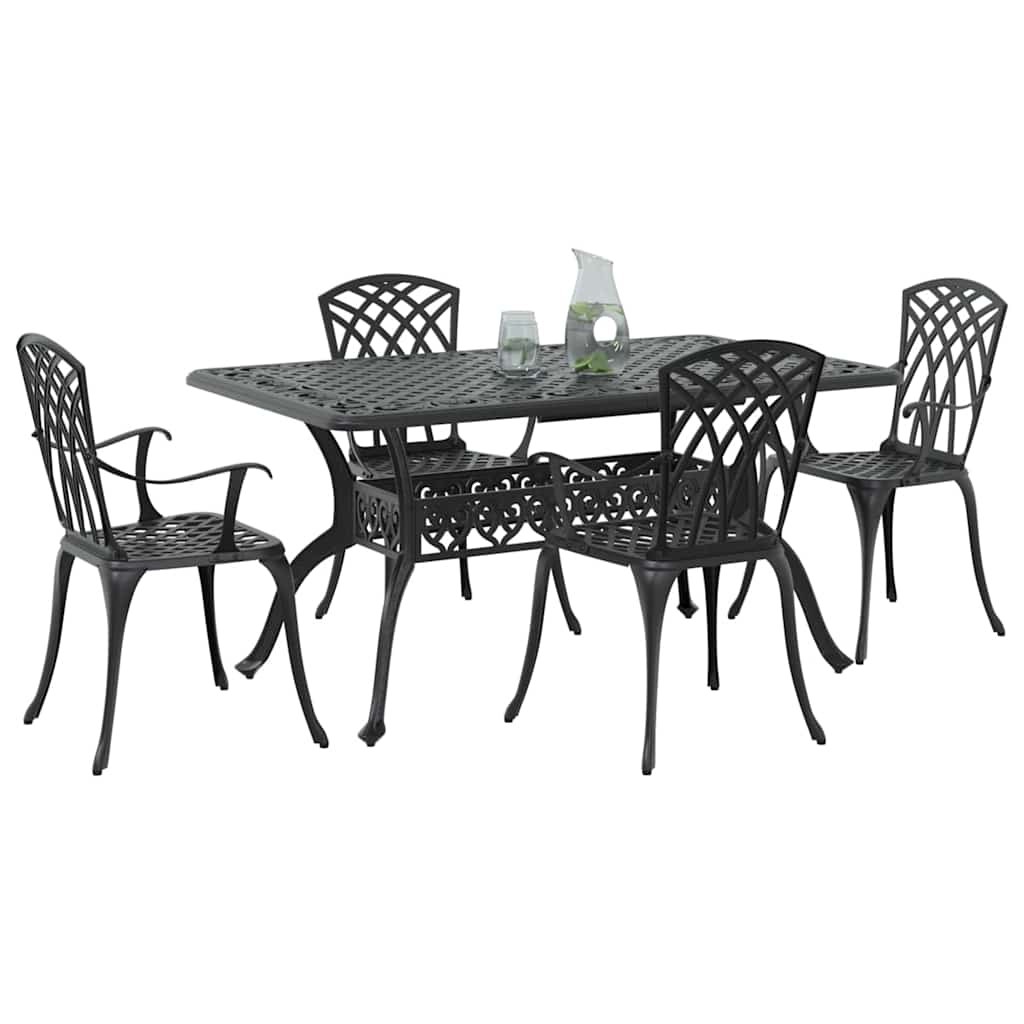 Garten Essgruppe 5 pcs Schwarz Aluminium