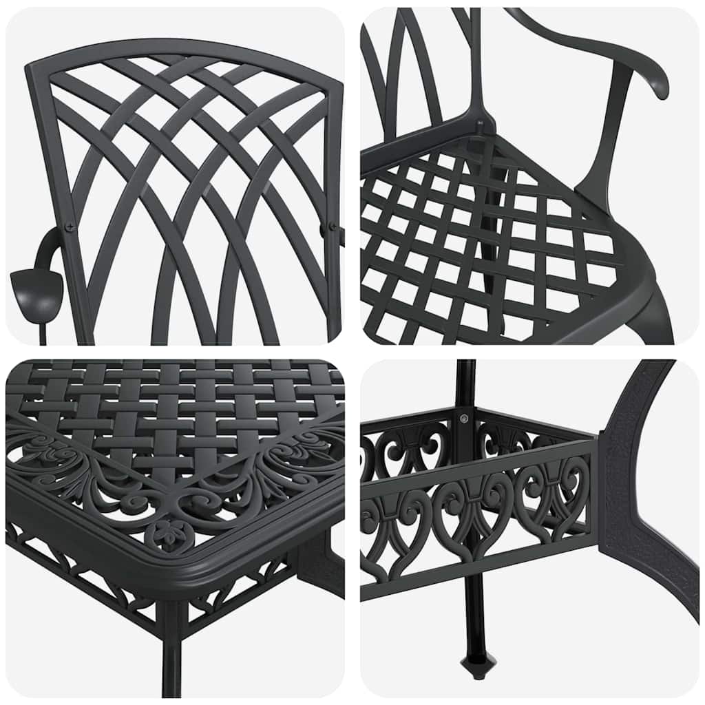 Garten Essgruppe 7 pcs Schwarz Aluminium