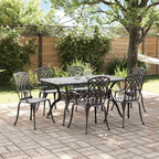 Garten Essgruppe 7 pcs Schwarz Aluminium