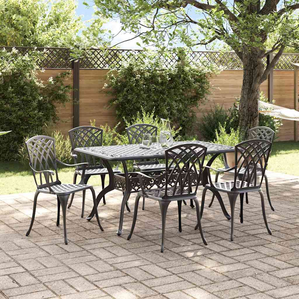 Garten Essgruppe 7 pcs Schwarz Aluminium