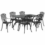 Garten Essgruppe 7 pcs Schwarz Aluminium