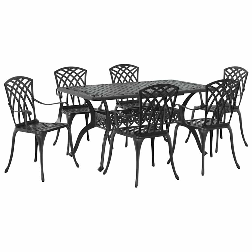 Garten Essgruppe 7 pcs Schwarz Aluminium