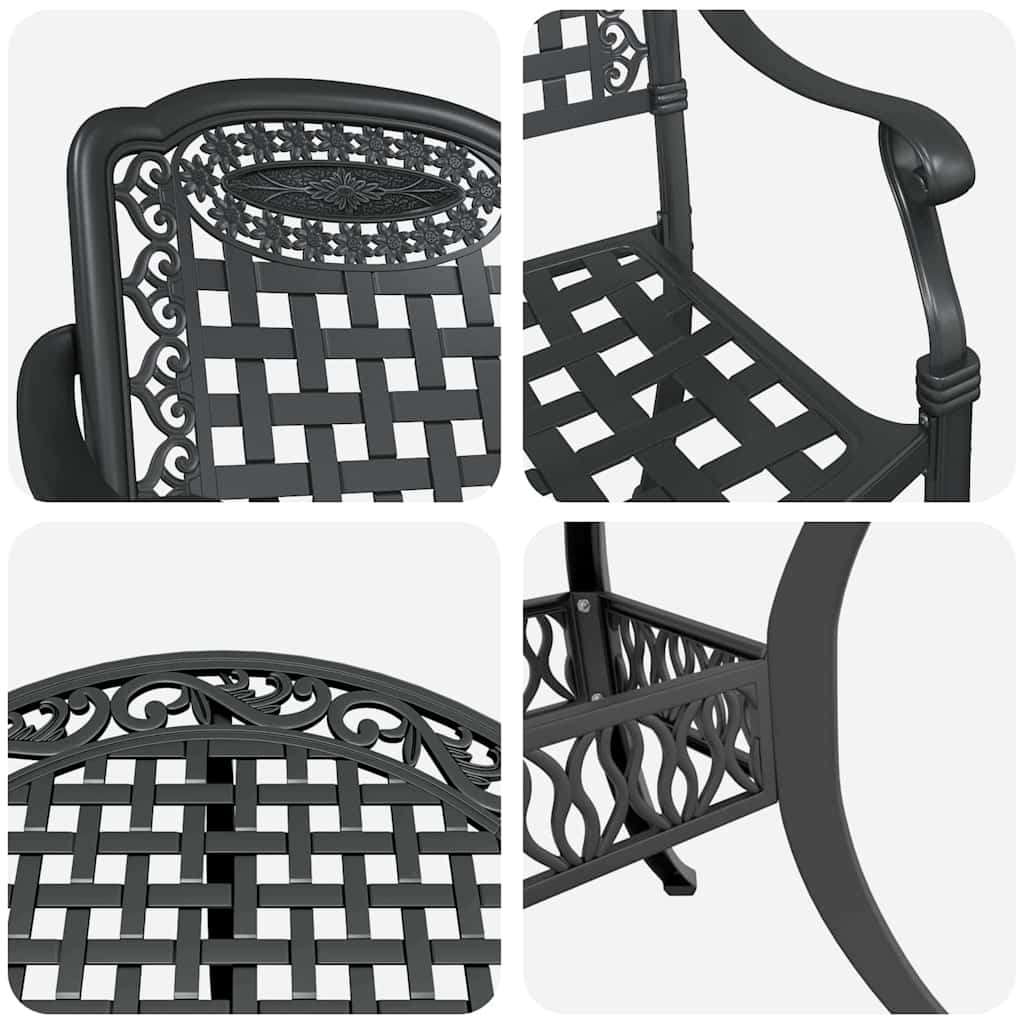 Garten Essgruppe 5 pcs Schwarz Aluminium